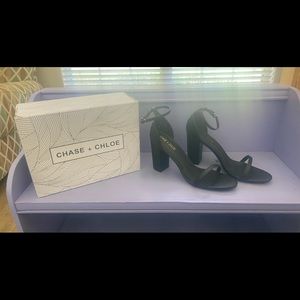 Chase & Chloe - black Tawny Ankle Strap Sandal Heel